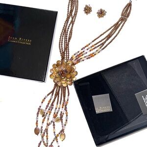 Joan Rivers Starlet Style 20" Necklace Earring Set Bronze NEW